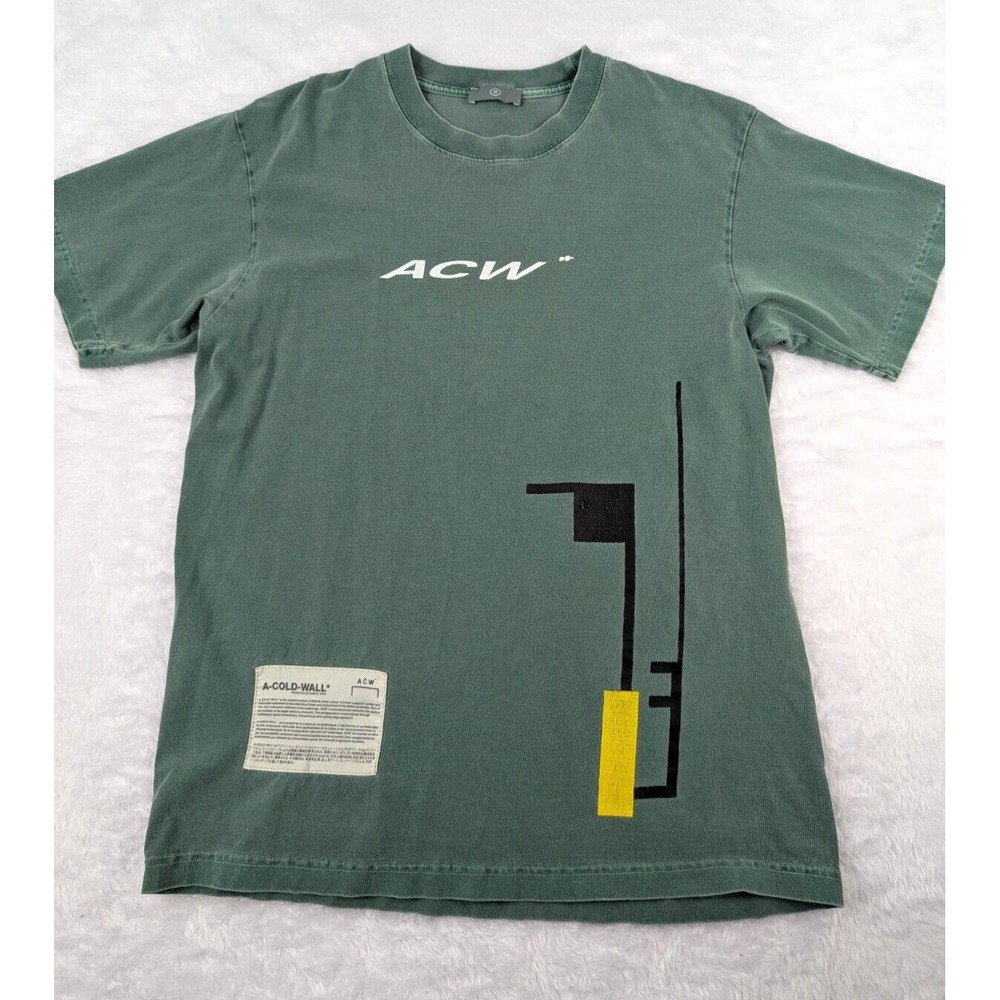 A Cold Wall ACW 'no water' Men's M Tee Shirt‎ C/3 Double Sided Green *Read